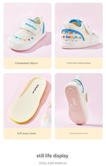 BabyFront BreezeLite Mesh Toddler Sneakers – Lightweight Pink First Walkers with Colorful Geometric Design
