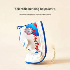 BabyFront PowerShell First Walker Shoes – Blue & White Sporty Toddler Sneakers with Shell Toe