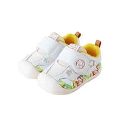 BabyFront Toddler First Walker Shoes - White Mesh with Colorful Cartoon Animal Prints