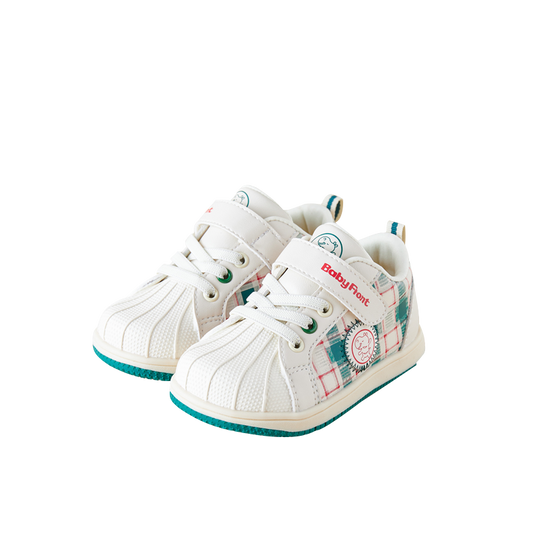 BabyFront VintageStep Toddler Sneakers – Plaid Stitching First Walkers with Soft Shell Toe