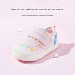 BabyFront BreezeLite Mesh Toddler Sneakers – Lightweight Pink First Walkers with Colorful Geometric Design