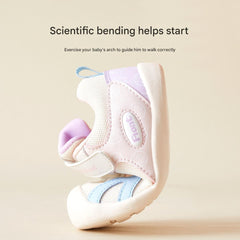 BabyFront Pastel Floral Toddler Sneakers - Pink Mesh First Walker Shoes with Yellow Accents