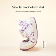 BabyFront x Snoopy Toddler Sneakers - Black White Checkerboard Leather Shoes