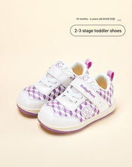 BabyFront x Snoopy Toddler Sneakers - Black White Checkerboard Leather Shoes